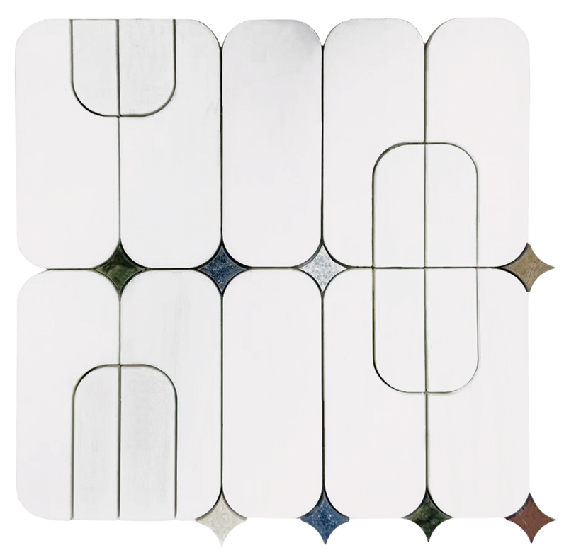 Multicolor Honed & Sand Blasted Natural Stone Mosaic Tile