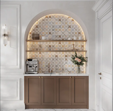 Mod Clover Multicolor Polished Natural Stone Mosaic Tile
