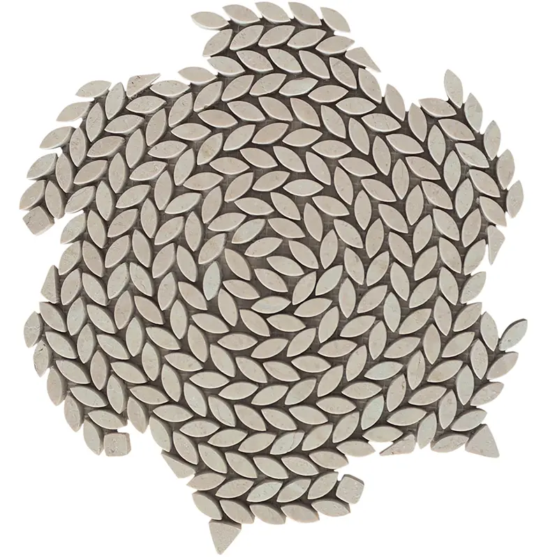 Ripple Leaf Crema Marfil Polished Natural Stone Mosaic Tile