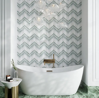 Arrow Peak Green & White Polished Natural Stone Mosaic Tile