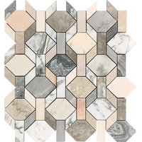Geometric Octagon Multicolor Polished Natural Stone Mosaic Tile