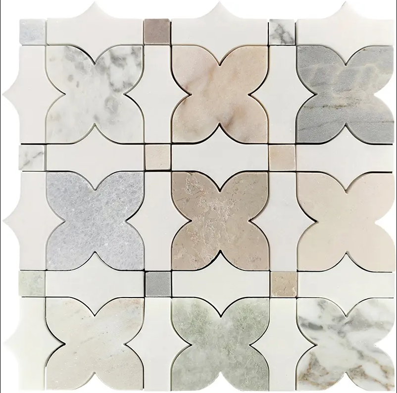 Mod Clover Multicolor Polished Natural Stone Mosaic Tile