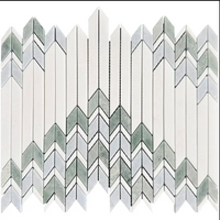 Arrow Peak Green & White Polished Natural Stone Mosaic Tile