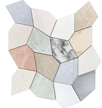 Organic Hexagon Multicolor Polished Natural Stone Mosaic Tile