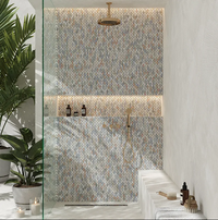 Leaf Petal Multicolor Polished Natural Stone Mosaic Tile