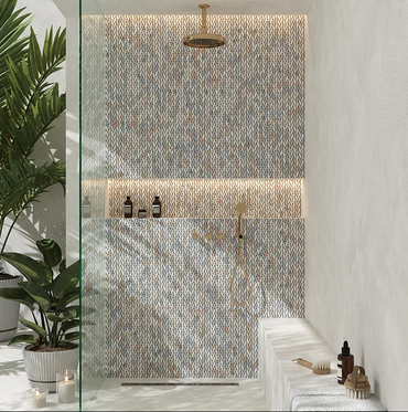 Leaf Petal Multicolor Polished Natural Stone Mosaic Tile