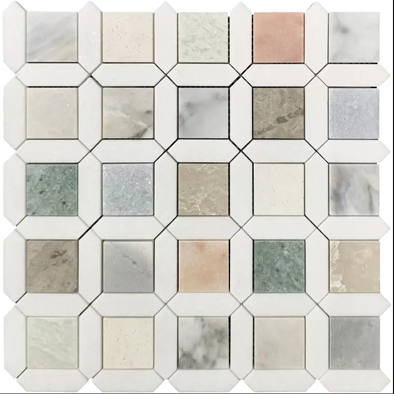 Regal Octagon Multicolor Polished Natural Stone Mosaic Tile