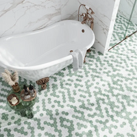 Mint Blossom Green & White Polished Natural Stone Mosaic Tile