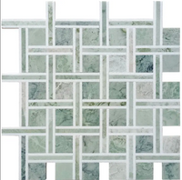 Interlace Mint Green & Thassos White Polished Natural Stone Mosaic Tile