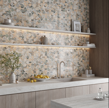 Geometric Octagon Multicolor Polished Natural Stone Mosaic Tile