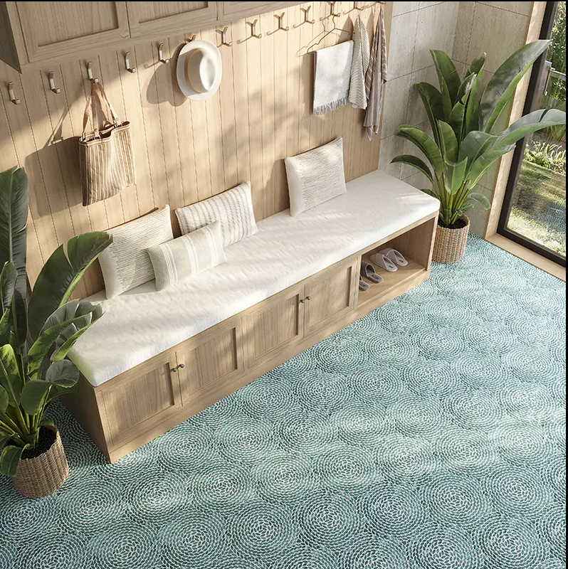 Mint Green Polished Natural Stone Mosaic Tile