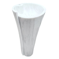 Carrara White Marble Stand-alone Designer Pedestal Bathroom Sink (W)16.5" (L)16.5" (H)36"