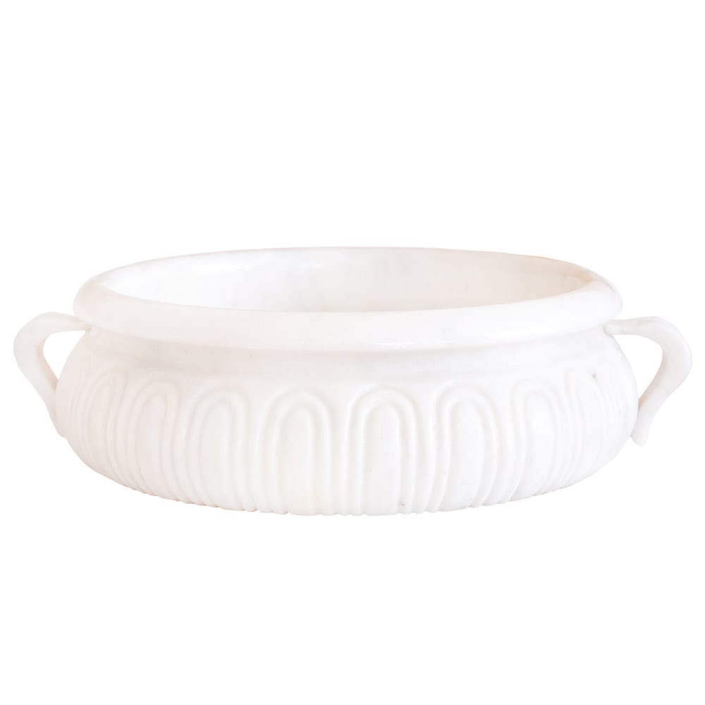 Calacatta White Marble Vessel Saucepan Shape Above Vanity Bathroom Sink (D)17" (H)6"