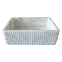 Carrara White Marble Wall-mount Bathroom Sink Ribbed Textured (W)16" (W)24" (H)6"