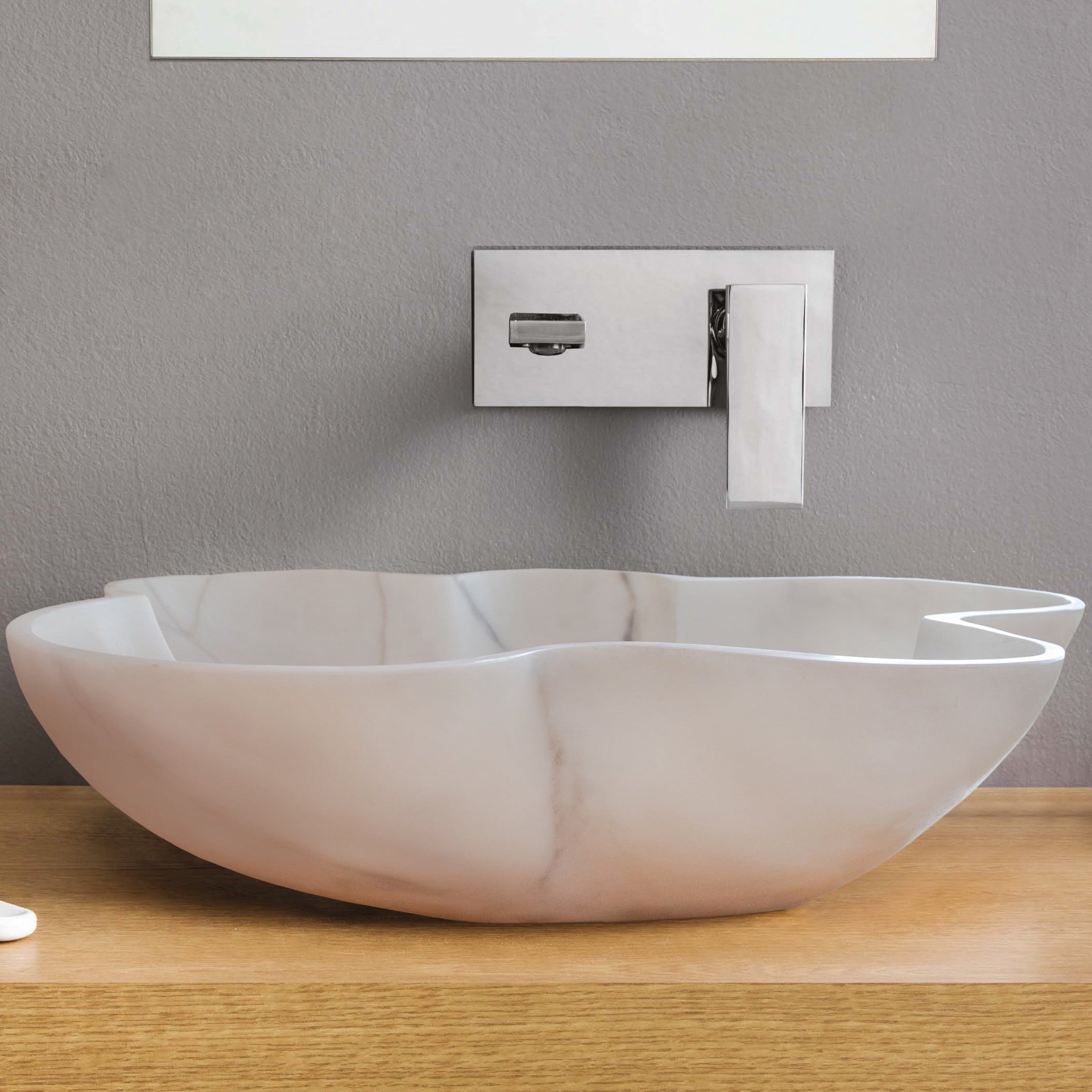 Natural Stone Carrara White Marble Above Vanity Designer Bathroom Sink Polished