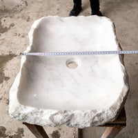 Carrara Marble Rectangular Rustic Natural Stone Above Vanity Bathroom Sink