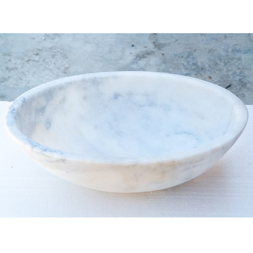 Carrara White Marble Natural Stone Oval Vessel Above Vanity Bathroom Sink