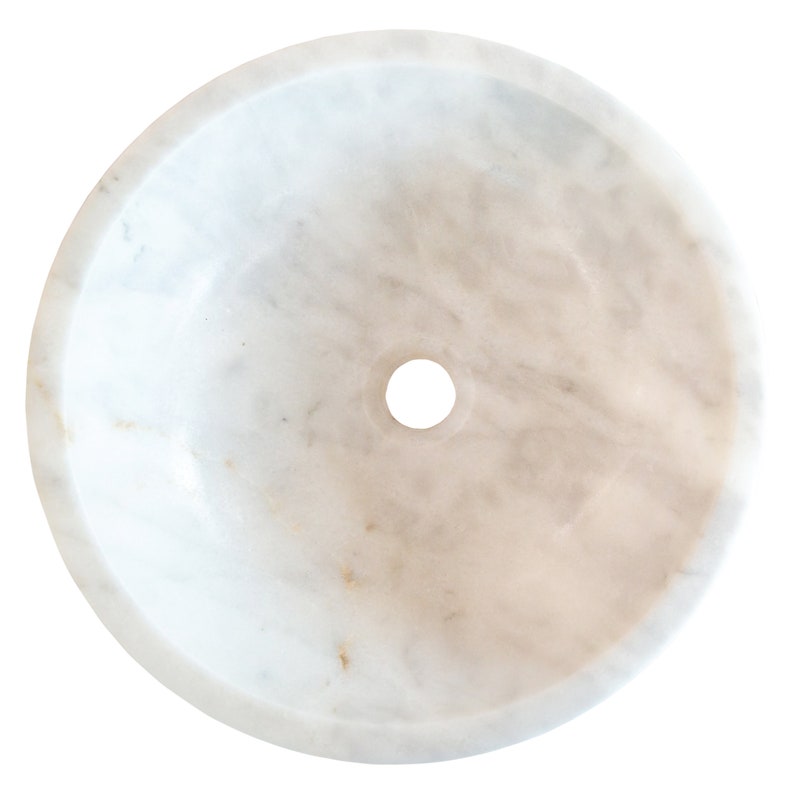 Carrara White Marble Above Vanity Bathroom Vessel Sink Polished (D)16" (H)6"