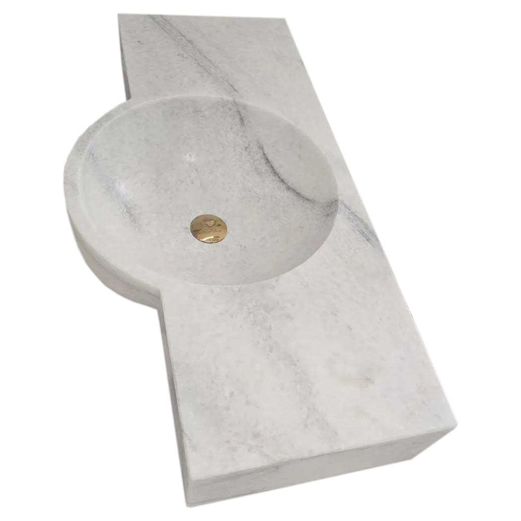 Carrara White Marble Above-vanity Wall-mount Bathroom Sink (W)16" (L)28"