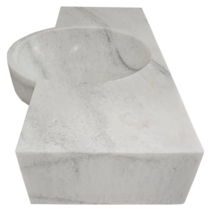 Carrara White Marble Above-vanity Wall-mount Bathroom Sink (W)16" (L)28"