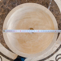 Troia Light Travertine Natural Stone Round Above Vanity Bathroom Sink (D)12.5" (H)6"