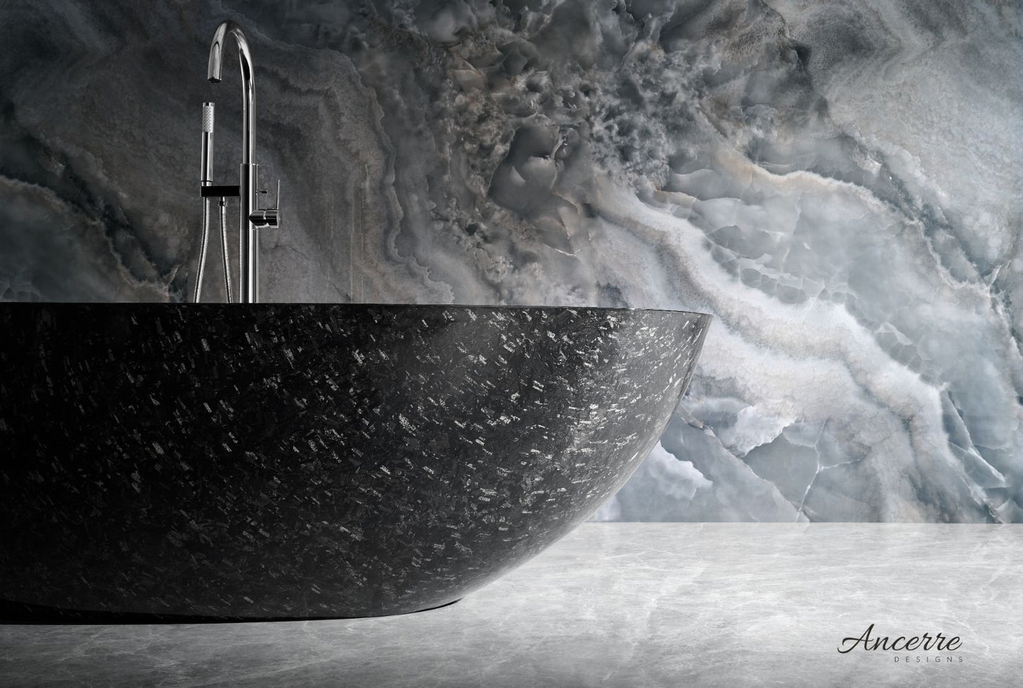 Anjuna 67" Freestanding Forged Carbon Fiber Bathtub