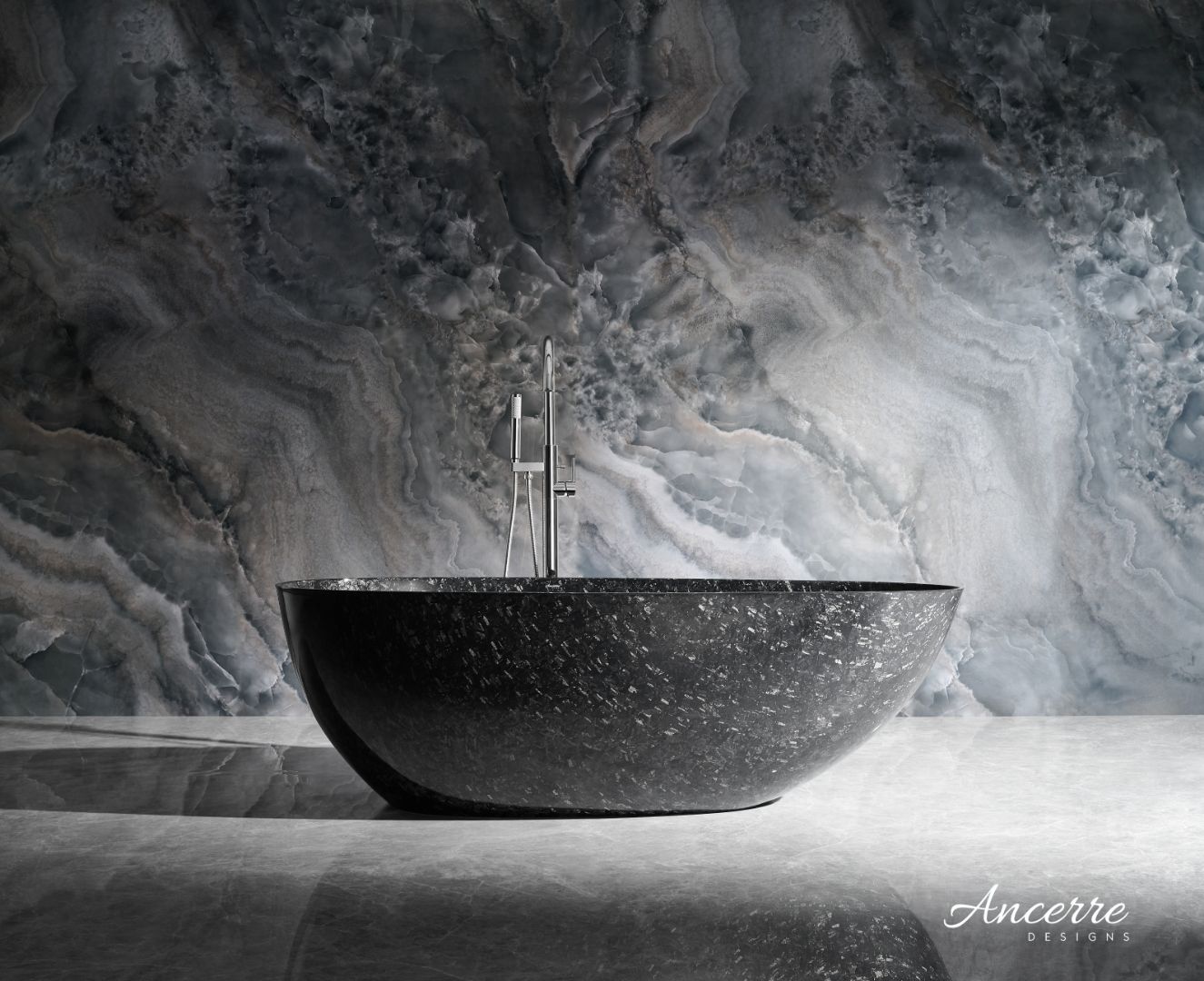 Anjuna 67" Freestanding Forged Carbon Fiber Bathtub