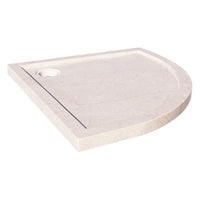 Cream Royal Marble Corner Shower Base Hand-carved from Solid Marble Block (W)36" (L)36" (H)2" Honed