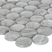 Grey Micro Crystal Large Penny Mosaic Matte