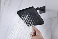 12-inch or 16-inch Wall Mount Matte Black Rain Shower Head with Thermostatic Faucet and Tub Spout - Immerse in a Blissful Shower Experience