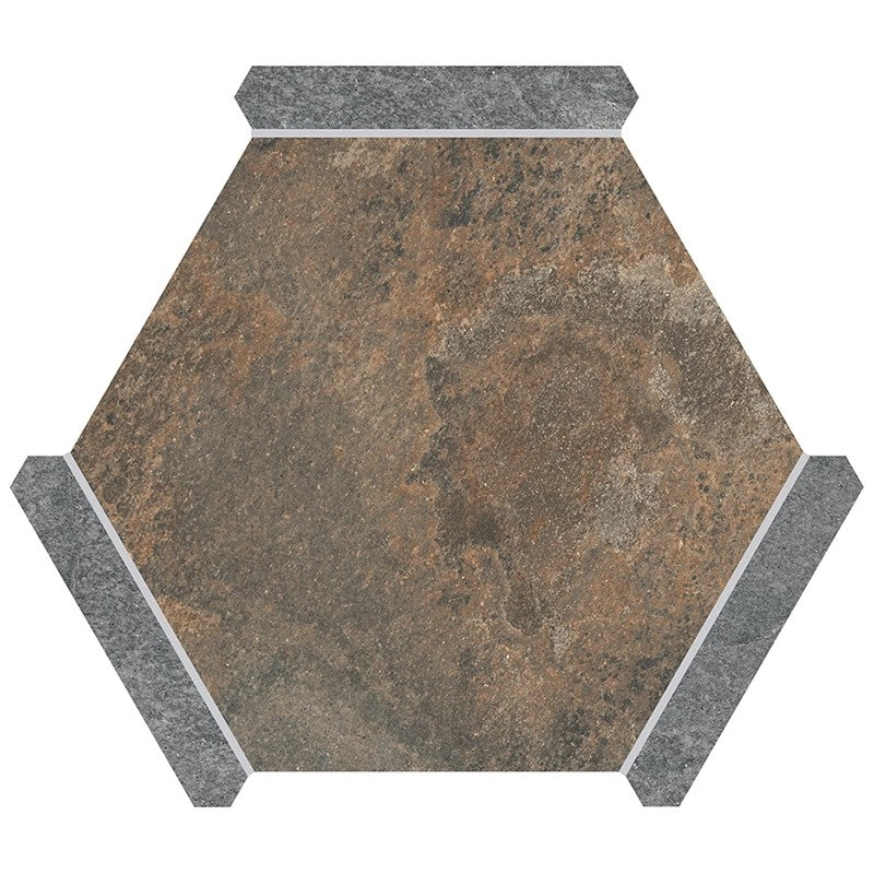 Hexelle Oxido Rust & Gray Matte Porcelain Hexagon Tile – 8.66x9.84