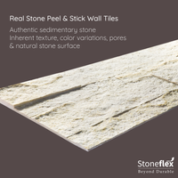 Ecru White - Self-Adhesive 3D Peel & Stick Real Stacked Stone Tiles [Pack of 10]