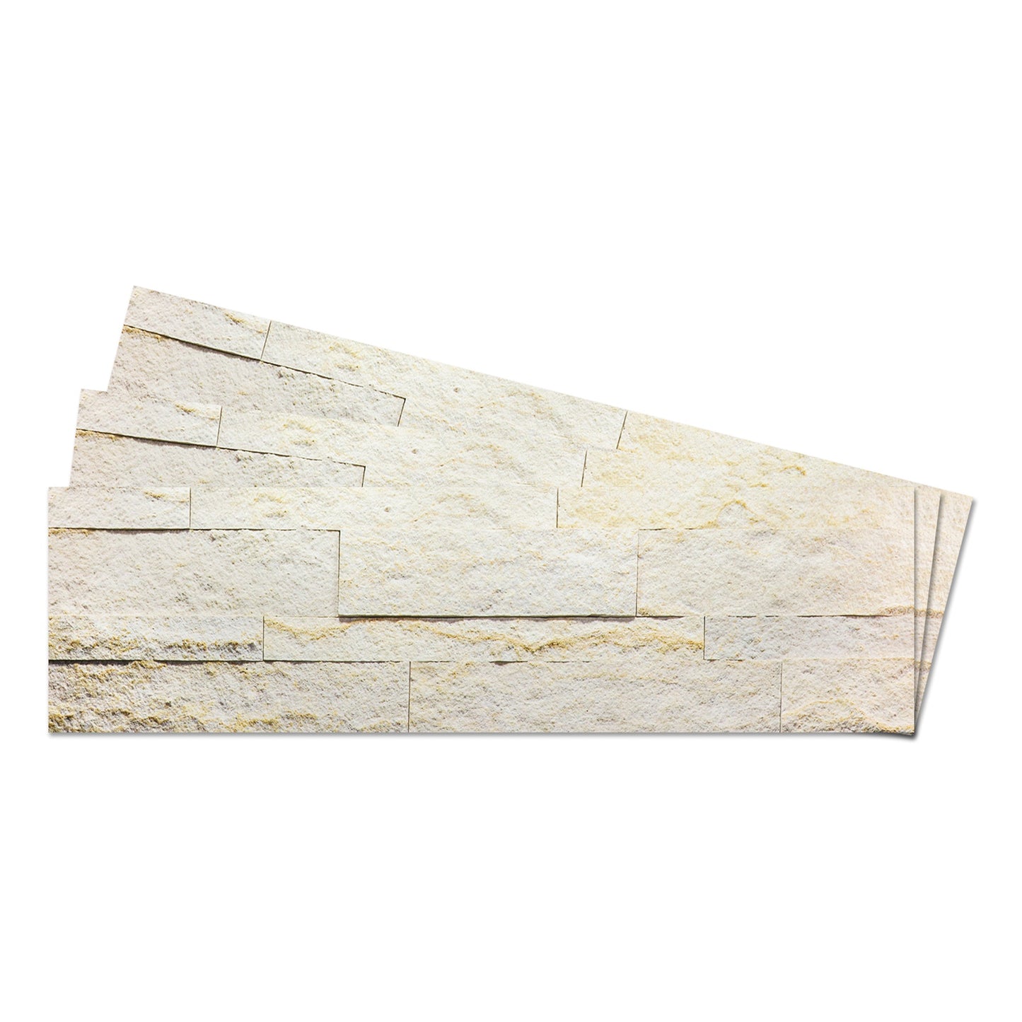 Ecru White - Self-Adhesive 3D Peel & Stick Real Stacked Stone Tiles [Pack of 10]