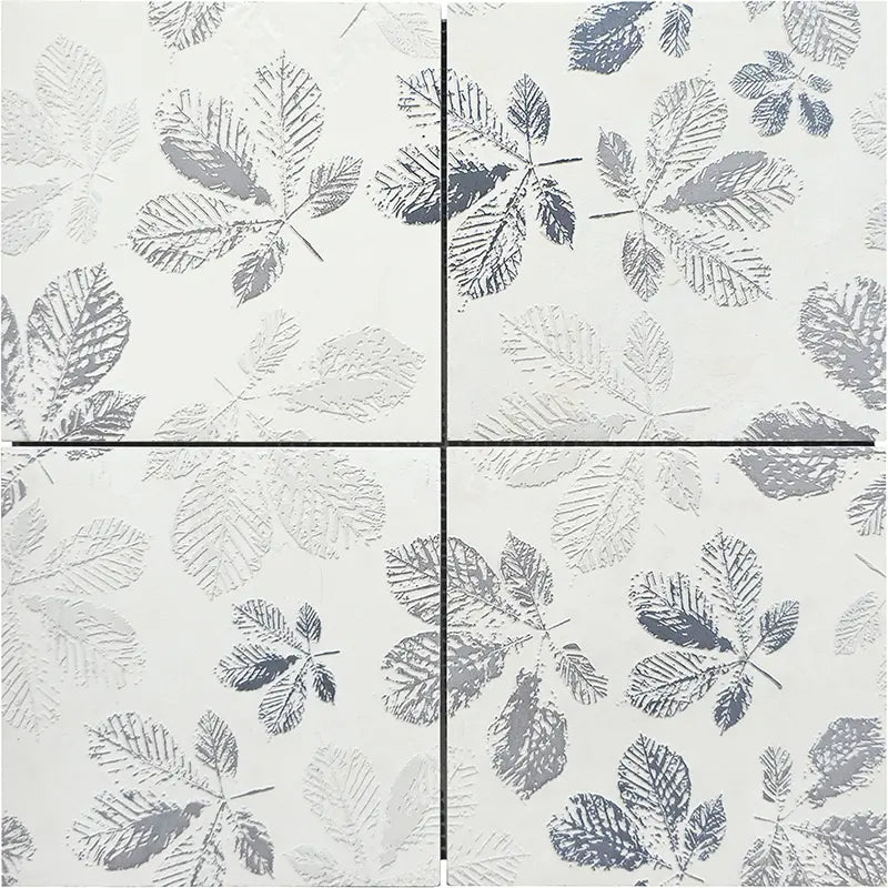 Botanical Leaves Cream Honed Limestone Decorative Mosaic Tile
