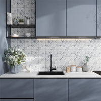 Botanical Leaves Cream Honed Limestone Decorative Mosaic Tile