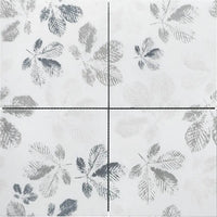 Botanical Leaves Ashen White Honed Decorative Mosaic Tile