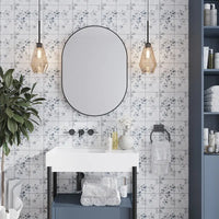 Botanical Leaves Ashen White Honed Decorative Mosaic Tile