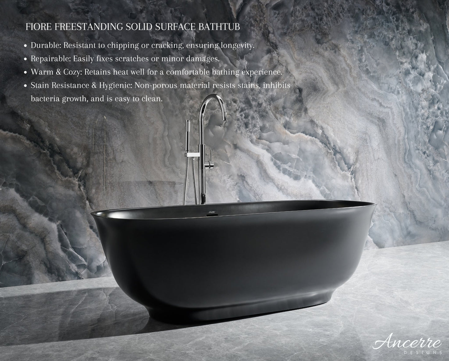 Fiore Freestanding Solid Surface Bathtub