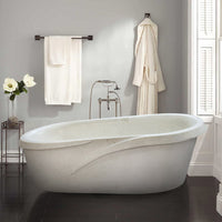 Fossil White Limestone Sloped Bathtub Hand-carved from Solid Marble Block (W)40" (L)80" (H)24" Polished