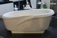 Fossil White Limestone Sloped Bathtub Hand-carved from Solid Marble Block (W)40" (L)80" (H)24" Polished