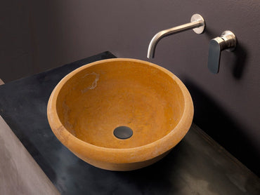 Golden Sienna Natural Stone Travertine Drop-in or Above Vanity Bathroom Vessel Sink