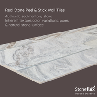 Gray Chateau - Self-Adhesive 3D Peel & Stick Real Stacked Stone Tiles [Pack of 10]