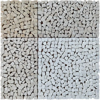 Artisan Beige & White Natural Stone Checkerboard Mosaic Tile