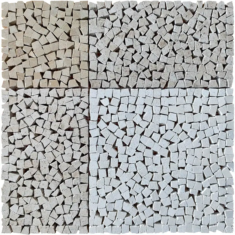 Artisan Beige & White Natural Stone Checkerboard Mosaic Tile