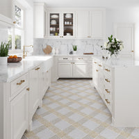 Artisan Beige & White Natural Stone Checkerboard Mosaic Tile