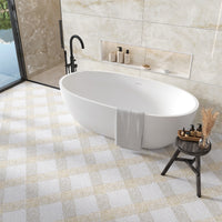 Artisan Beige & White Natural Stone Checkerboard Mosaic Tile