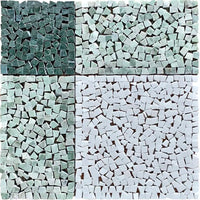 Artisan Green & White Natural Stone Checkerboard Mosaic Tile