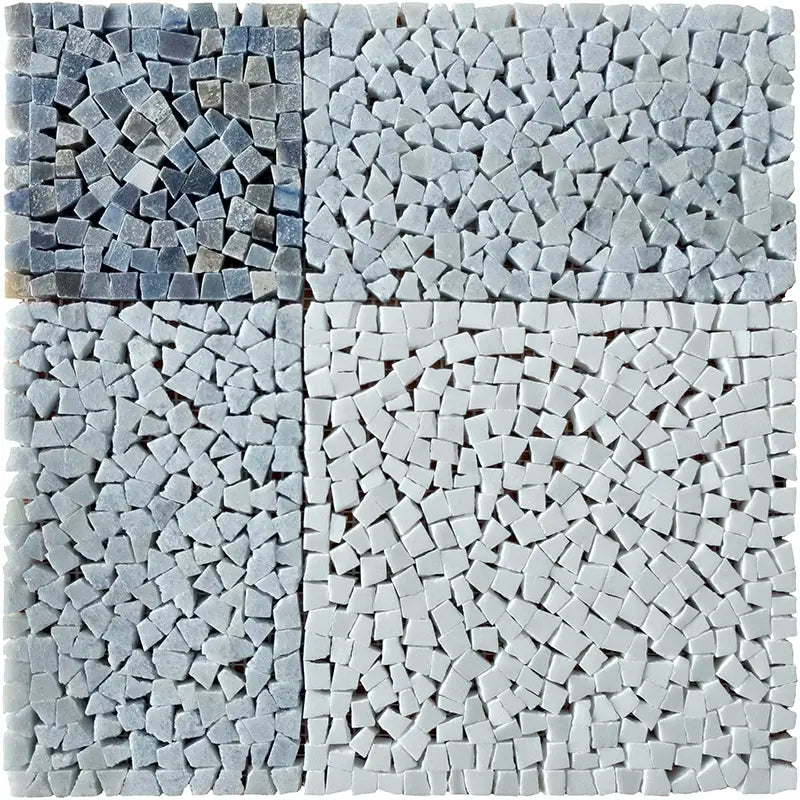 Artisan Blue & White Natural Stone Checkerboard Mosaic Tile