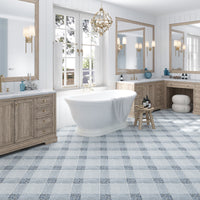 Artisan Blue & White Natural Stone Checkerboard Mosaic Tile