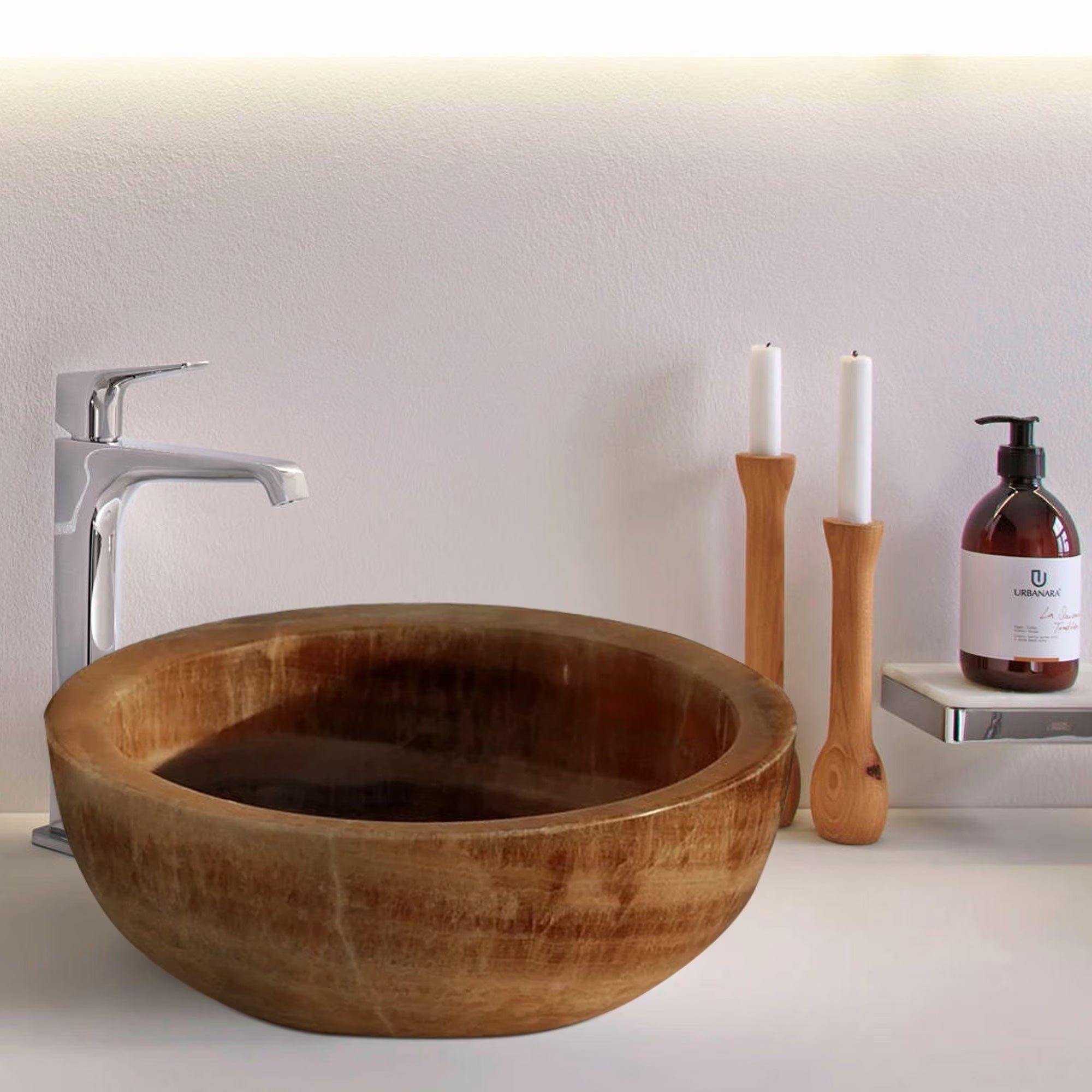 Honey Onyx Translucent Natural Stone Above Vanity Bathroom Vessel Sink